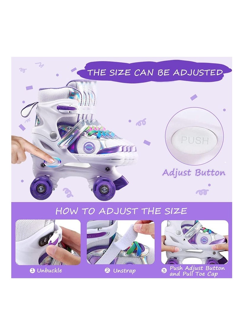 Y&D Girls Roller Skates for Kids Children todders Beginner 4 Size Adjustable for Ages 3-8 or 6-12 Years Old Girls with Light Up Wheels and Colorful Shoelaces - Image 2