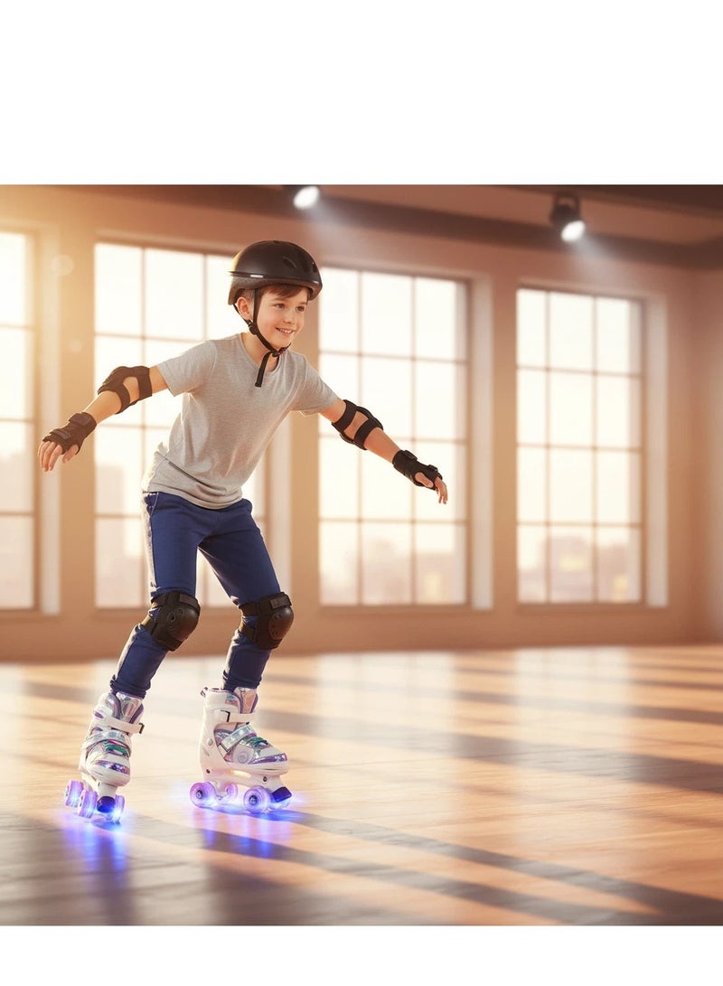 Y&D Girls Roller Skates for Kids Children todders Beginner 4 Size Adjustable for Ages 3-8 or 6-12 Years Old Girls with Light Up Wheels and Colorful Shoelaces - Image 5