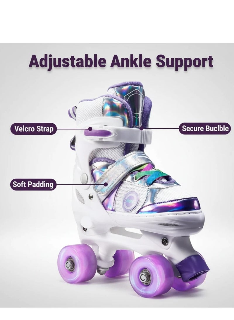 Y&D Girls Roller Skates for Kids Children todders Beginner 4 Size Adjustable for Ages 3-8 or 6-12 Years Old Girls with Light Up Wheels and Colorful Shoelaces - Image 2
