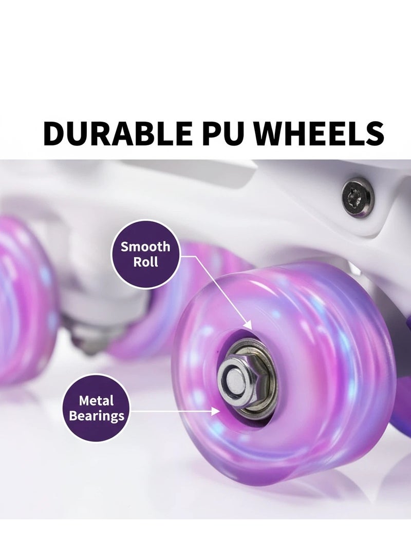 Y&D Girls Roller Skates for Kids Children todders Beginner 4 Size Adjustable for Ages 3-8 or 6-12 Years Old Girls with Light Up Wheels and Colorful Shoelaces - Image 4