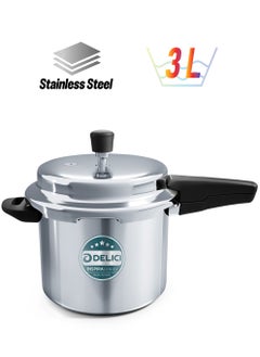 DELICI 3 Liter Stainless Steel Pressure Cooker ,Fast, Efficient, And Safe Cooking with Durable Body, Strong Anti-bulging Bottom, Safe Gasket Release Vent System,5 Years Warranty (SPC3E)  - Image 1