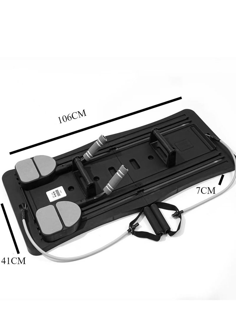 5-in-1 Multifunctional Pilates Board & Reformer Machine - Foldable Home Gym Equipment with Timer, Ab Roller, Ski Trainer & Push-Up Board for Core Strength Black | Perfect for Beginners to Advanced Workouts
