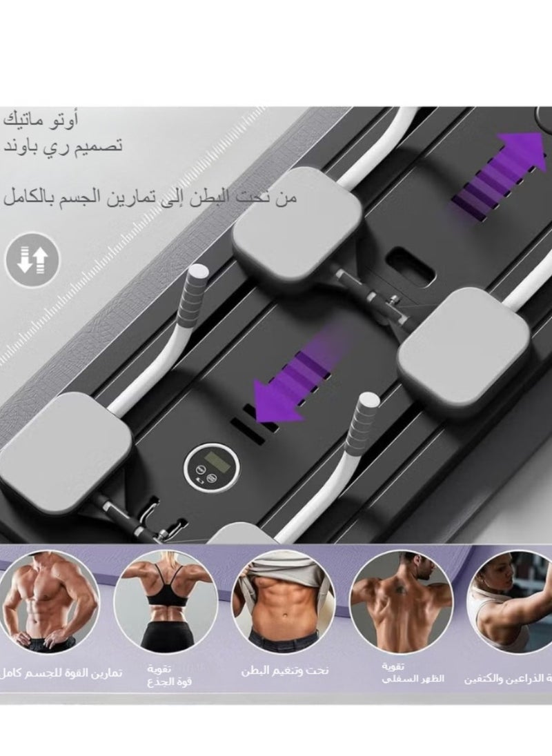 5-in-1 Multifunctional Pilates Board & Reformer Machine - Foldable Home Gym Equipment with Timer, Ab Roller, Ski Trainer & Push-Up Board for Core Strength Black | Perfect for Beginners to Advanced Workouts
