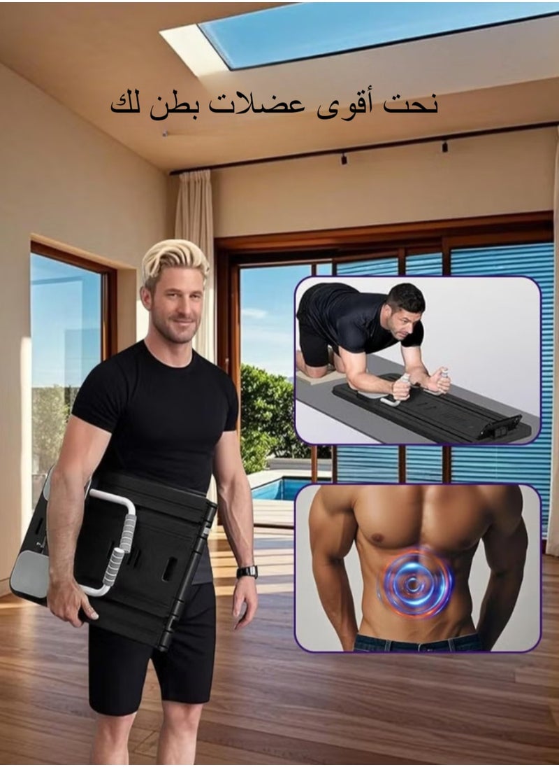 5-in-1 Multifunctional Pilates Board & Reformer Machine - Foldable Home Gym Equipment with Timer, Ab Roller, Ski Trainer & Push-Up Board for Core Strength Black | Perfect for Beginners to Advanced Workouts
