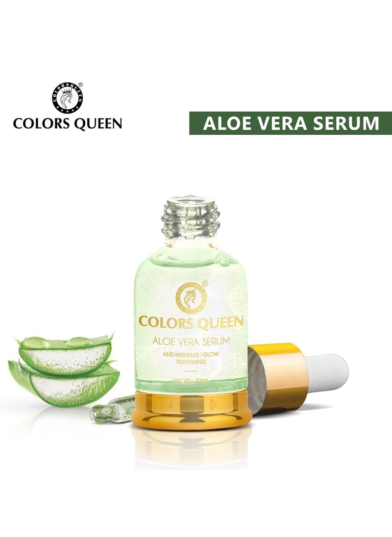 COLORS QUEEN Aloe Vera Face Serum 30ml Lightweight Non Greasy Niacinamide Anti Wrinkles Tightening Glowing Skin All Skin Types  - Image 2