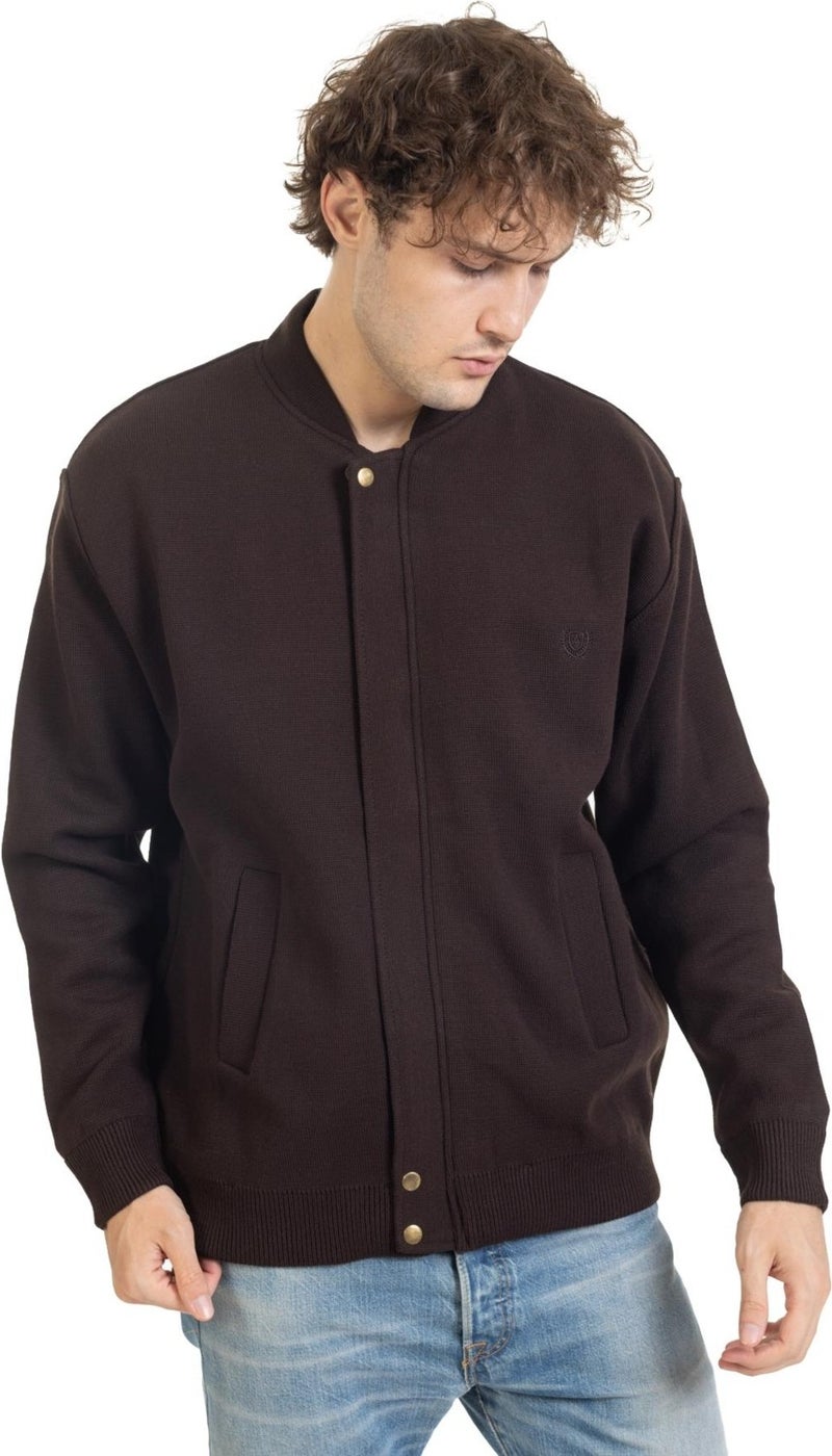 Mutlu City Men's Middle Age and Above Knitwear Knitted Lined Acrylic Zippered Winter Dad Cardigan 3065  - Image 4