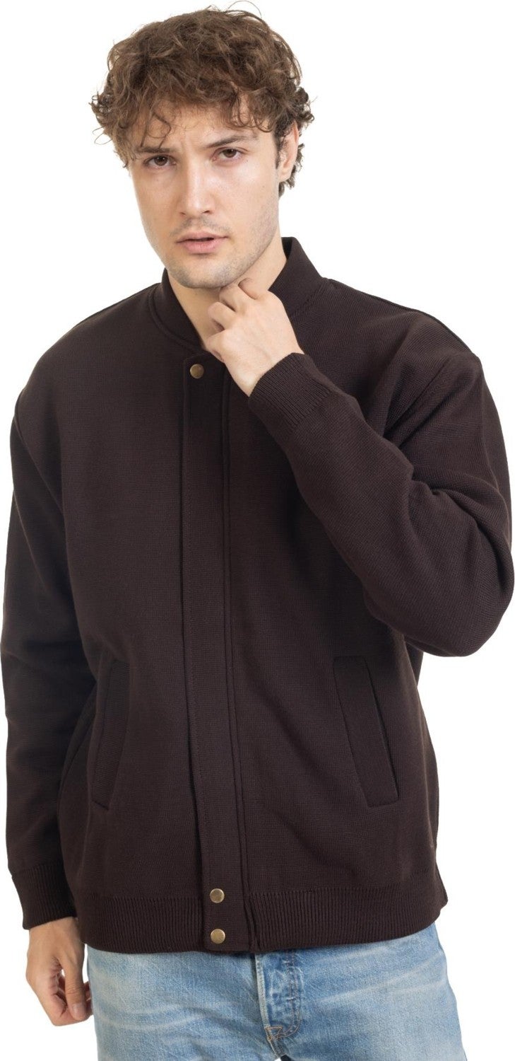 Mutlu City Men's Middle Age and Above Knitwear Knitted Lined Acrylic Zippered Winter Dad Cardigan 3065  - Image 2