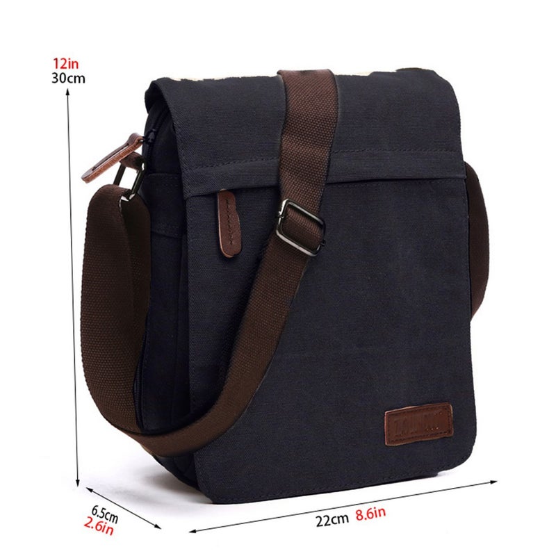 Men's Canvas Crossbody Bag with Laptop Compartment - Image 5