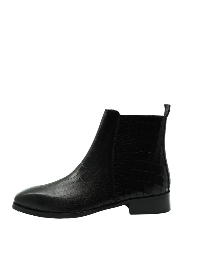 Brenvick Brenvick Vittorio Men's Black Croc Square-Toe Chelsea Boots - Premium Side Zipper Ankle Boots