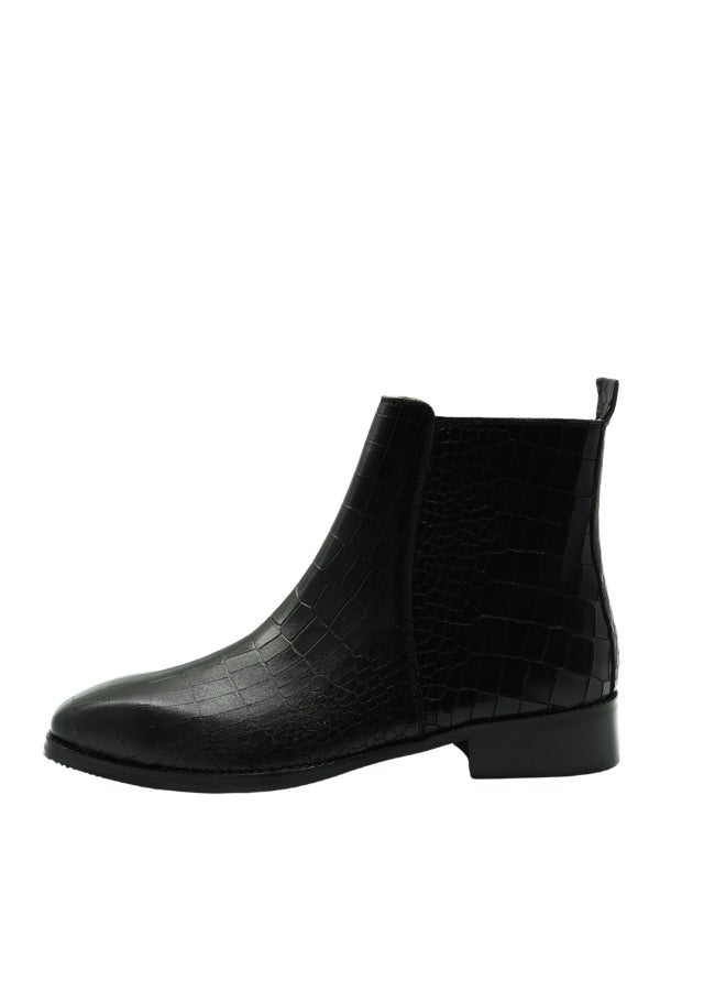 Brenvick Vittorio Men's Black Croc Square-Toe Chelsea Boots - Premium Side Zipper Ankle Boots - Image 2