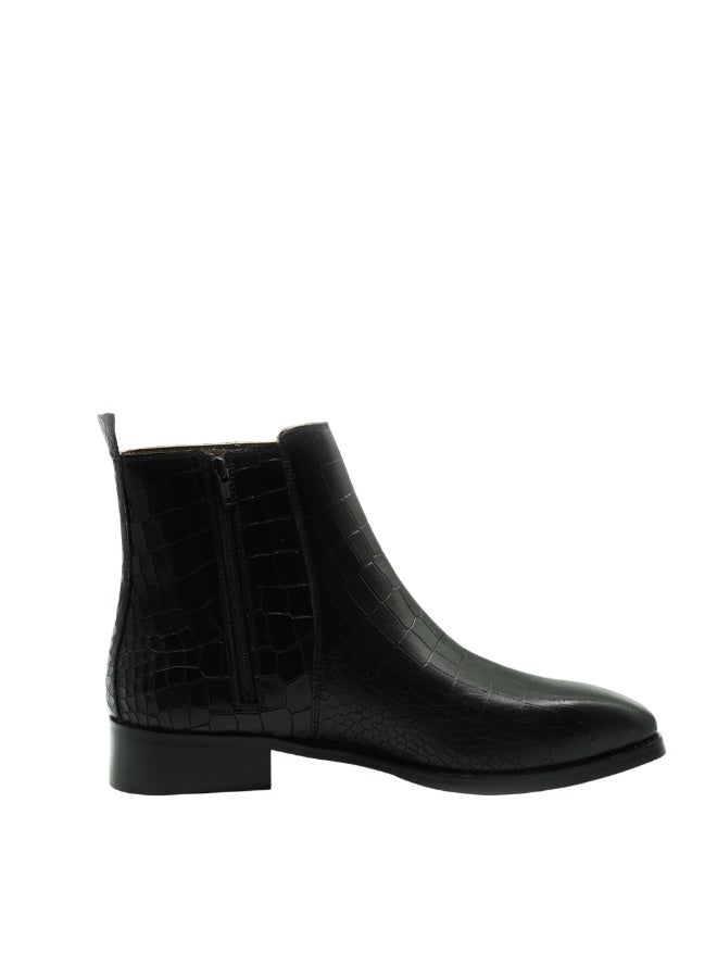 Brenvick Vittorio Men's Black Croc Square-Toe Chelsea Boots - Premium Side Zipper Ankle Boots - Image 1