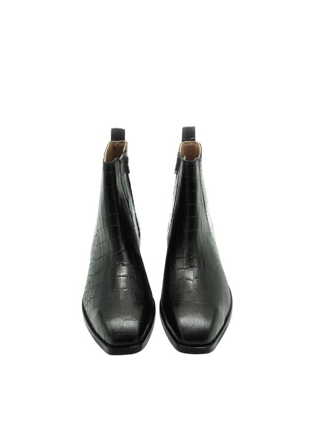 Brenvick Vittorio Men's Black Croc Square-Toe Chelsea Boots - Premium Side Zipper Ankle Boots - Image 5
