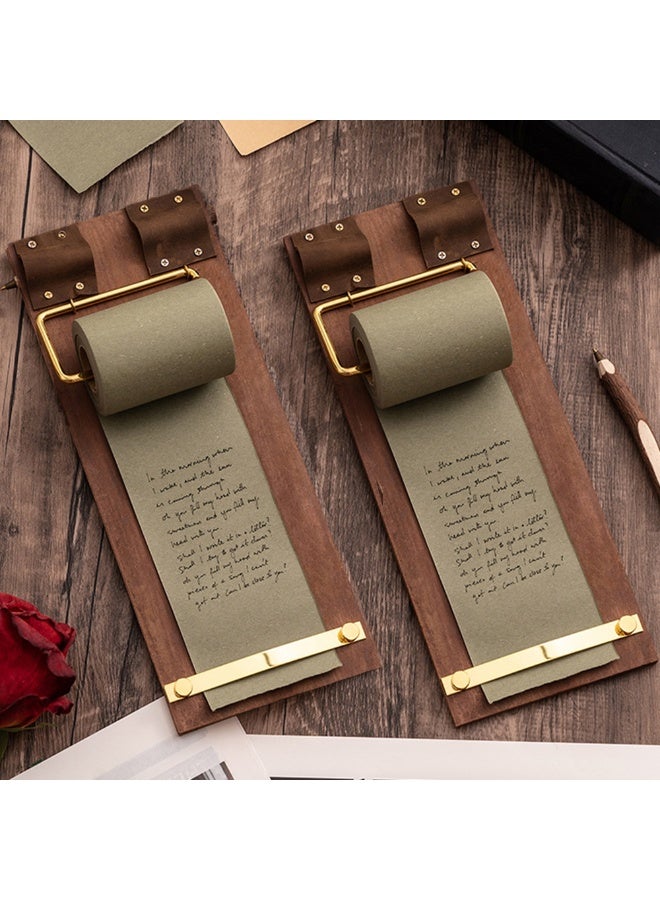 1pcs Retro Wooden Wall Mounted Paper Roll Dispenser, Wall Decoration Message Board With Wooden Pen, To-Do List Board, Suitable For Kitchen, Living Room, Entrance, Store - Image 5