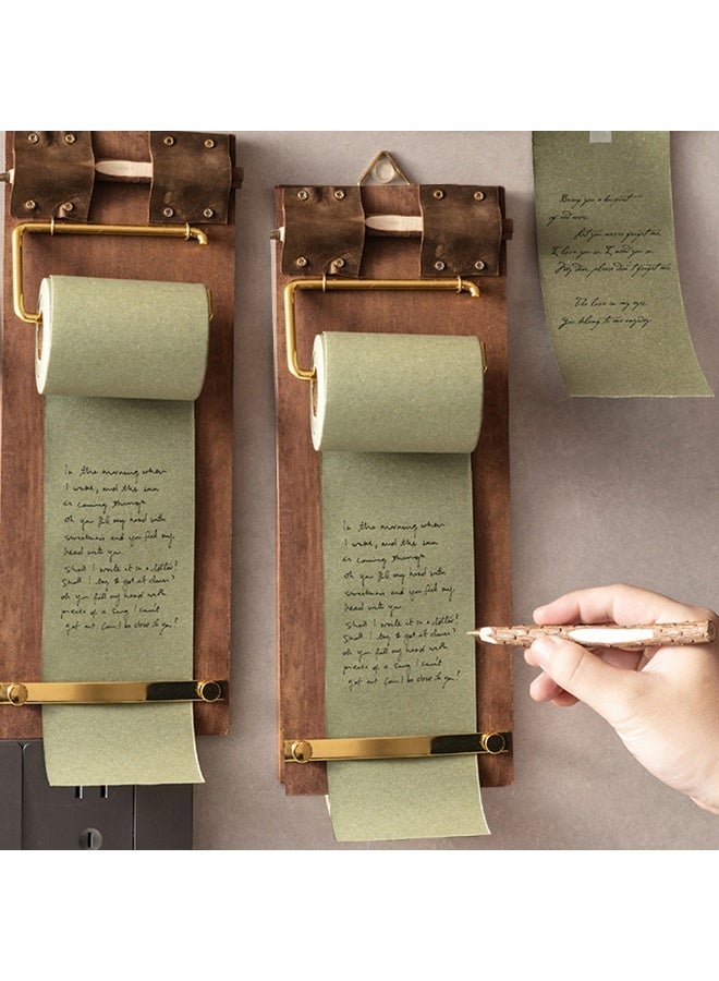 1pcs Retro Wooden Wall Mounted Paper Roll Dispenser, Wall Decoration Message Board With Wooden Pen, To-Do List Board, Suitable For Kitchen, Living Room, Entrance, Store - Image 1