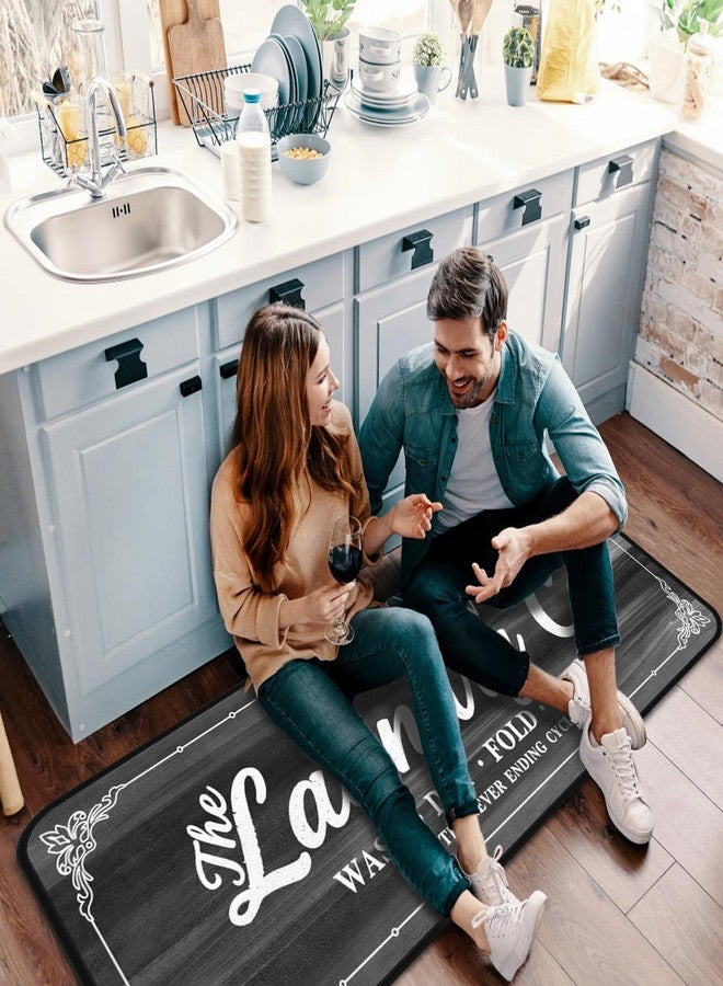 EYECY Laundry Room Long Mat Area Rug Non-Slip Floor Mat Waterproof Farmhouse Carpet for Kitchen 40" x 20" (Black/Grey) - Image 4