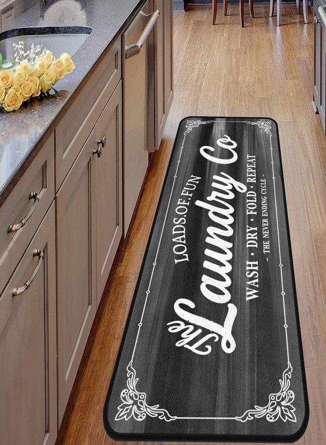 EYECY Laundry Room Long Mat Area Rug Non-Slip Floor Mat Waterproof Farmhouse Carpet for Kitchen 40" x 20" (Black/Grey) - Image 3