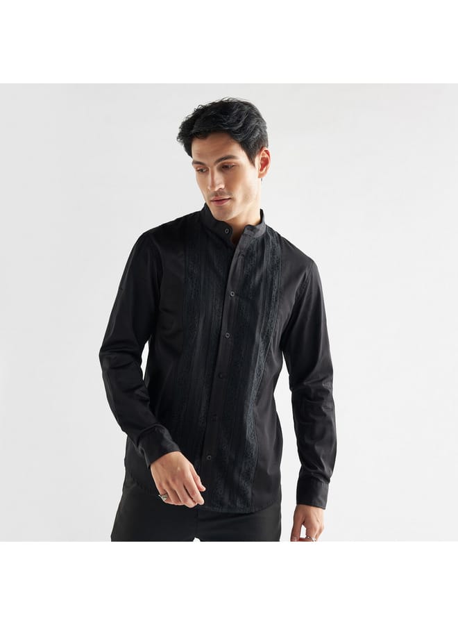 Splash FAV Front Panel Shirt with Mandarin Collar  - Image 1