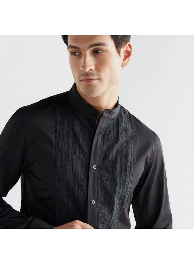 Splash FAV Front Panel Shirt with Mandarin Collar
