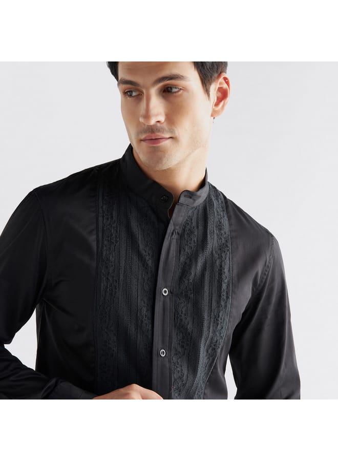 Splash FAV Front Panel Shirt with Mandarin Collar  - Image 4