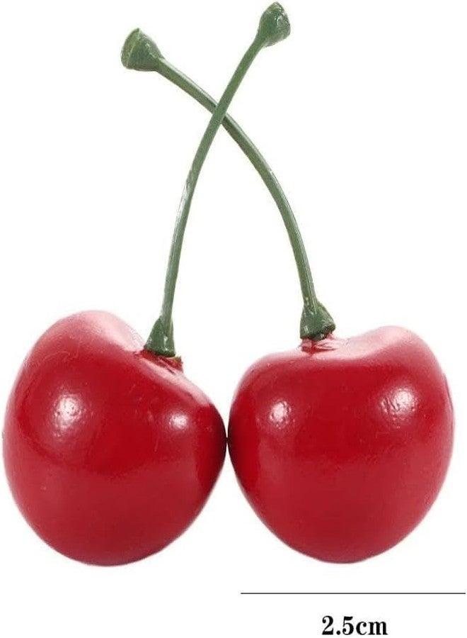 Wentoenapp 20Pcs Artificial Cherries, Lifelike Cherry Ornament Mini Cherry Model Photography Accessories Mini Faux Home Decor, Artificial Fruit, Decorations (Red) - Image 2