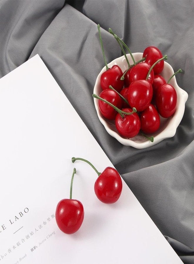 Wentoenapp 20Pcs Artificial Cherries, Lifelike Cherry Ornament Mini Cherry Model Photography Accessories Mini Faux Home Decor, Artificial Fruit, Decorations (Red) - Image 3