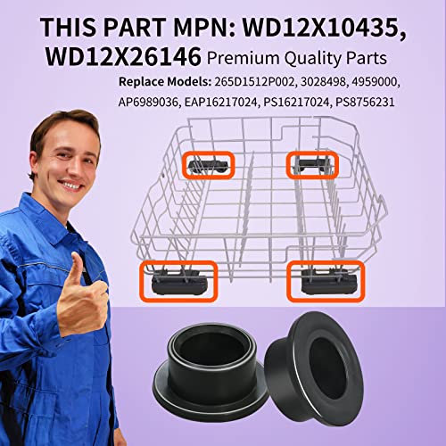 Vsttar 8 Pack of WD12X26146 Dishwasher Wheels Lower Rack，Dishwasher Roller Kit Compatible with GE WD28X27241, WD12X10438, WD12X10439, WD12X10446 Dishwasher Rack Carrie，Dishrack Roller Wheel WD12X10435 - Image 2