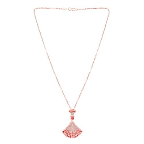 Mahi Elegant Pink and White Crystals Studded Shell Shaped Pendant Neclace Set for Women (NL1103861ZPin) - Image 4