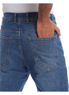 Andora Rounded Pockets Casual Straight Jeans Pants _ Denim Blue  - Image 3