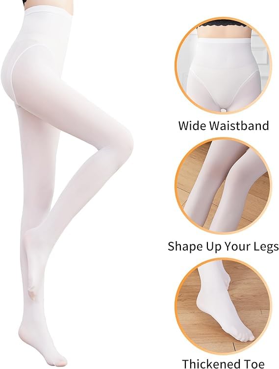 Klassik Since 1993 | Opaque Soft Stockings for Women & Girls |Poly Cotton High Waisted Thigh | Stretch, Breathable & Comfortable for Everyday Wear | Perfect Pair with Shorts, Dresses & Shirts-White-XL - Image 3