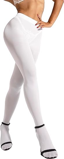 Klassik Since 1993 | Opaque Soft Stockings for Women & Girls |Poly Cotton High Waisted Thigh | Stretch, Breathable & Comfortable for Everyday Wear | Perfect Pair with Shorts, Dresses & Shirts-White-XL - Image 1