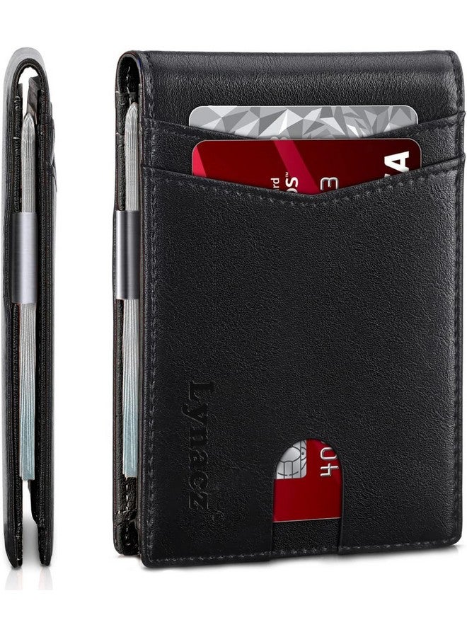 Lynacz Slim Wallet for Men Bifold Leather with 12 Card Slots ID Window Money Clip Thin and Compact Design Ideal Gift for Dad Husband Boyfriend Birthday or Christmas Black - Image 1