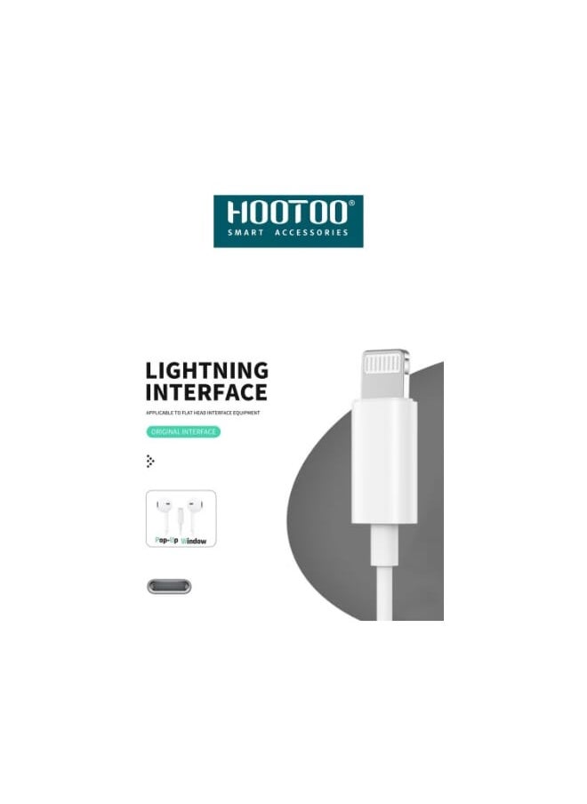 HooToo - In-Ear original Earphones with lightning port and Mic For iPhone 14, 14 pro,14 pro max iphone 13, 13 pro,13 pro max iphone 12,12 pro,12 pro max White from HOOTOO - Image 1