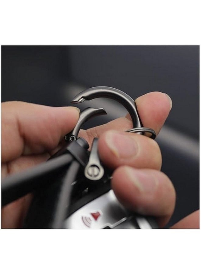 Beauenty Genuine Leather Car Keychain, Universal Key Fob Keychain Leather Key Chain Holder for Men and Women, 360 Degree Rotatable, with Anti-lost D-ring,2 Keyrings - Image 3