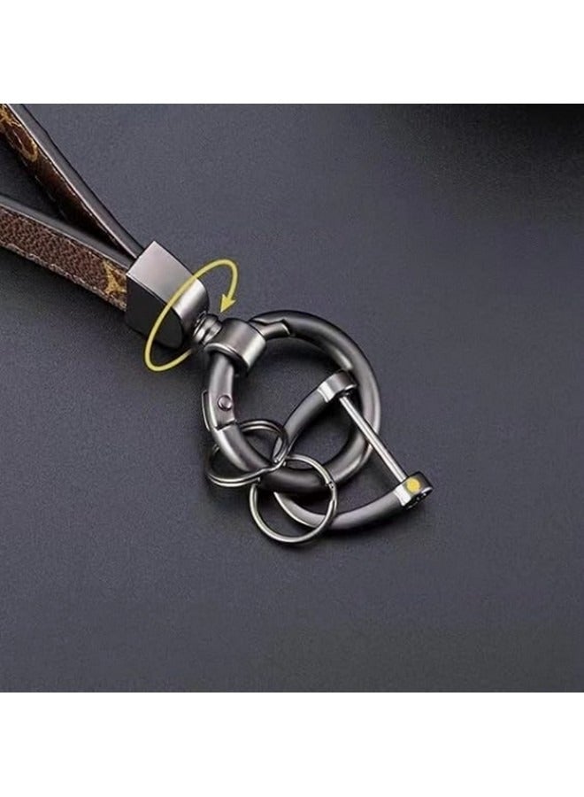 Beauenty Genuine Leather Car Keychain, Universal Key Fob Keychain Leather Key Chain Holder for Men and Women, 360 Degree Rotatable, with Anti-lost D-ring,2 Keyrings - Image 5