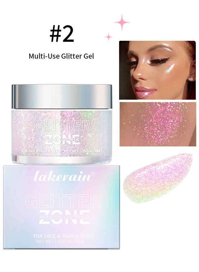 lakerain جل لامع للجسم ثلاثي الأبعاد للجسم والوجه والشعر والشفاه، جل لامع متغير اللون تحت الضوء، نباتي وخالٍ من القسوة وآمن وسهل الاستخدام رقم 02 - Image 1