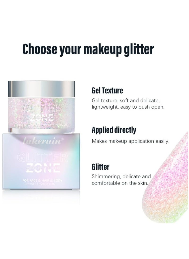 lakerain جل لامع للجسم ثلاثي الأبعاد للجسم والوجه والشعر والشفاه، جل لامع متغير اللون تحت الضوء، نباتي وخالٍ من القسوة وآمن وسهل الاستخدام رقم 02 - Image 4