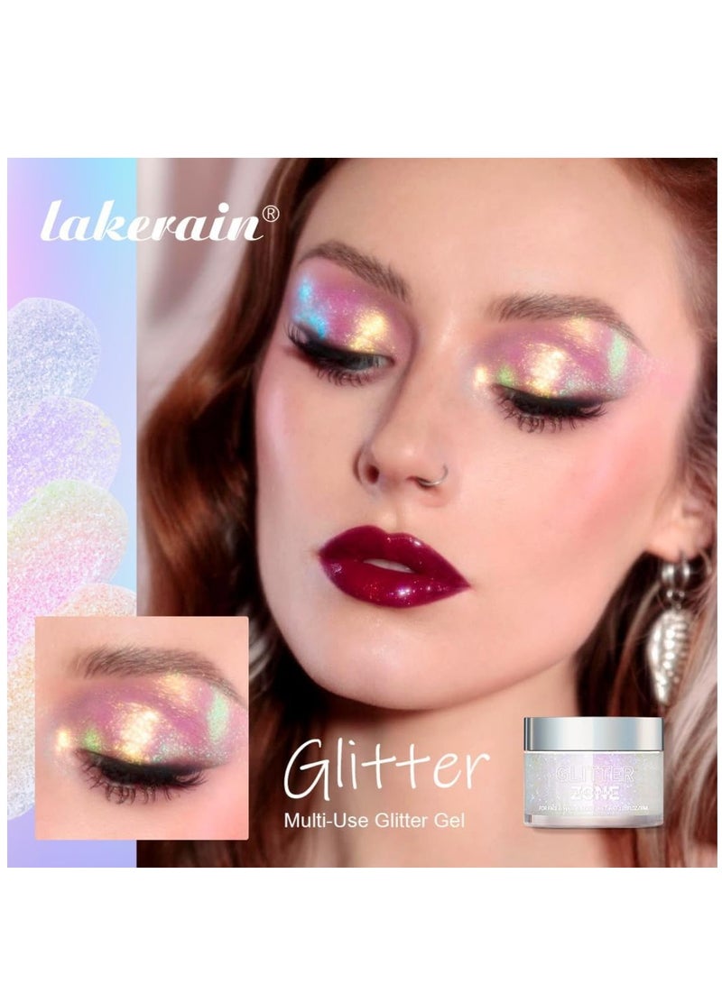 lakerain جل لامع للجسم ثلاثي الأبعاد للجسم والوجه والشعر والشفاه، جل لامع متغير اللون تحت الضوء، نباتي وخالٍ من القسوة وآمن وسهل الاستخدام رقم 02 - Image 3