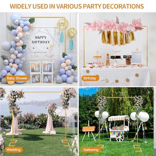 WellSign 8.2FT Square Arch Backdrop Stand,Metal Gold Backdrop Stand Heavy Duty Adjustable,Extra 2 Clamps Change Over The Table Rod Stand,Wedding Balloon Arch Stand for Valentine Parties Decoration - Image 3