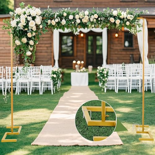 WellSign 8.2FT Square Arch Backdrop Stand,Metal Gold Backdrop Stand Heavy Duty Adjustable,Extra 2 Clamps Change Over The Table Rod Stand,Wedding Balloon Arch Stand for Valentine Parties Decoration - Image 5