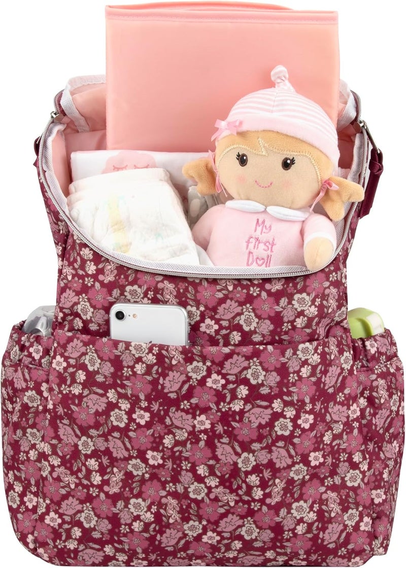 Baby Essentials Floral Diaper Backpack with Changing Pad - Image 4