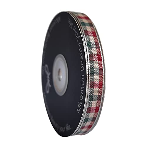 Micomon Gingham Ribbon - Red & Green Checkered Christmas Ribbon, 25 Yards Each Roll, 100% Polyester (3/8") - Image 2
