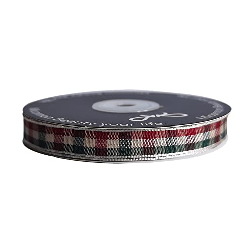 Micomon Gingham Ribbon - Red & Green Checkered Christmas Ribbon, 25 Yards Each Roll, 100% Polyester (3/8") - Image 3
