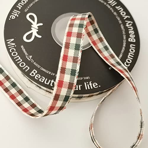 Micomon Gingham Ribbon - Red & Green Checkered Christmas Ribbon, 25 Yards Each Roll, 100% Polyester (3/8") - Image 4