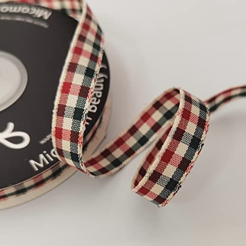 Micomon Gingham Ribbon - Red & Green Checkered Christmas Ribbon, 25 Yards Each Roll, 100% Polyester (3/8") - Image 5