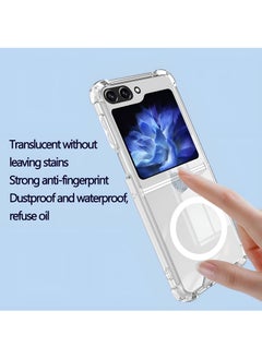 Magnetic Samsung Galaxy Z Flip 5 Magnetic Clear Case Cover, Compatible with Magsafe Card Wallet and Wireless Charger, Transparent Shockproof and Drop-Proof Anti-Yellowing Case (Samsung Galaxy Z Flip5)  - Image 4