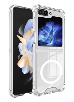 Magnetic Samsung Galaxy Z Flip 5 Magnetic Clear Case Cover, Compatible with Magsafe Card Wallet and Wireless Charger, Transparent Shockproof and Drop-Proof Anti-Yellowing Case (Samsung Galaxy Z Flip5)  - Image 2
