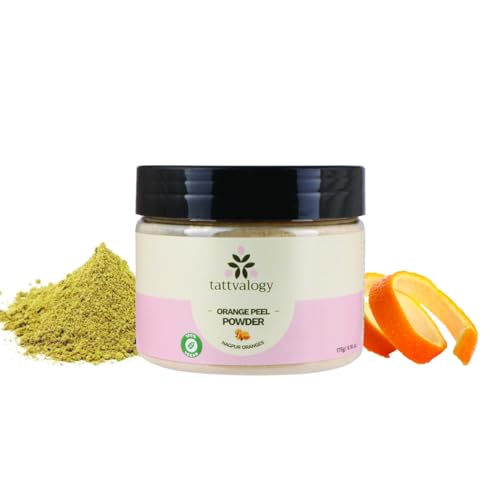 Tattvalogy Orange Peel Powder | Citrus Aurantium | Santra Chilka | 100% Pure & Organic | With Vitamin C | For Hair & Skin Care | Defence From Tan | Chemical Free Face Pack | In Plastic Jar - 175 GM - Image 1