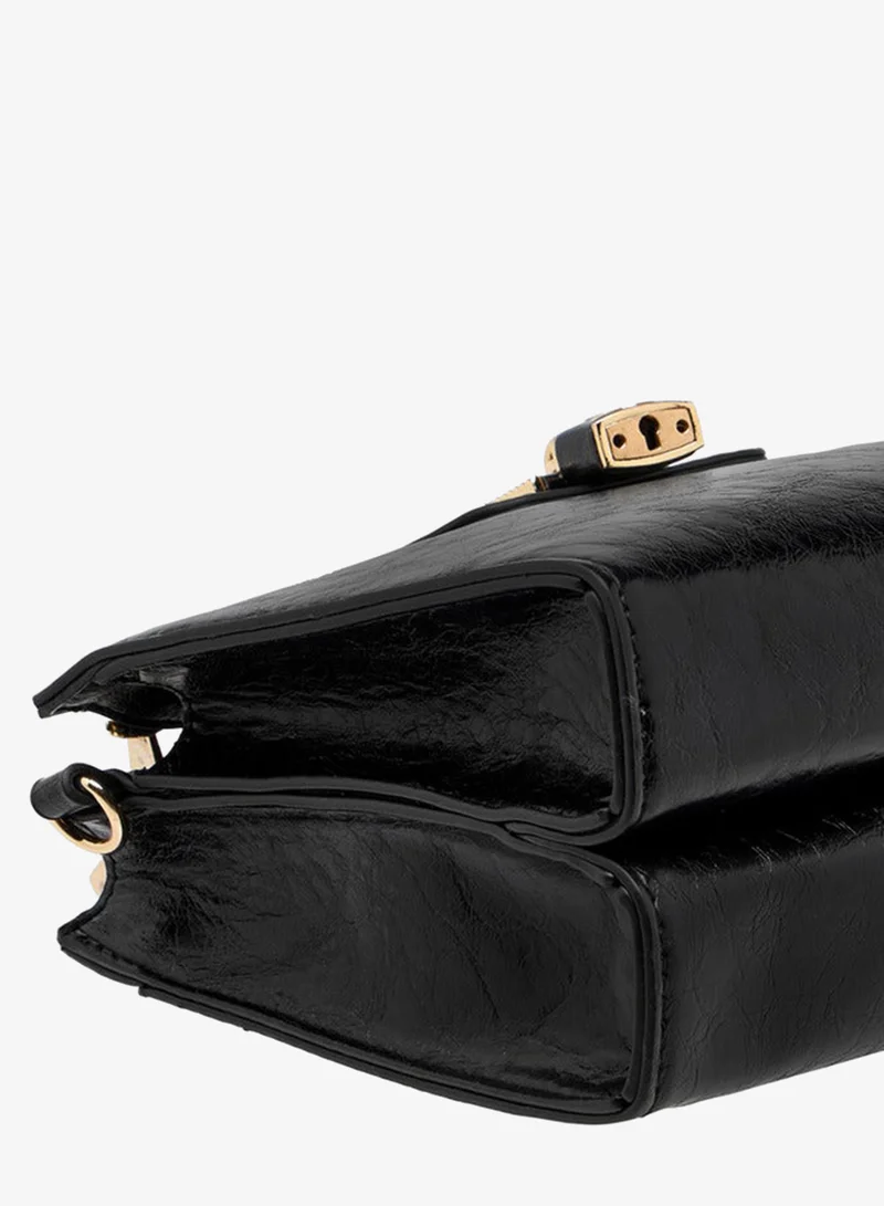 Le Confort BLACK Women Textured Crossbody Bag with Detachable Strap and Zip Closure for Women | Best Price UAE