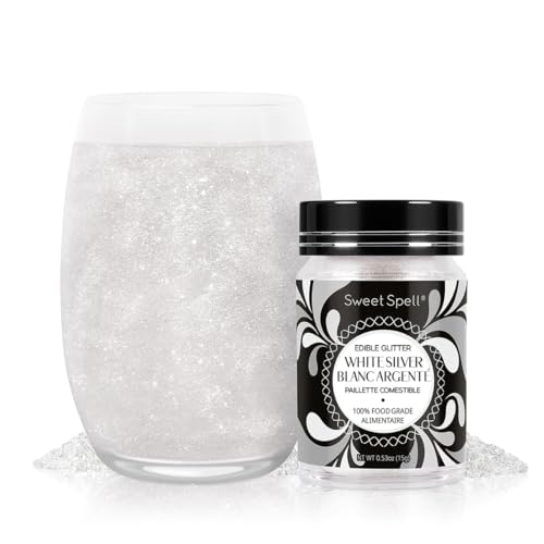Sweet Spell Edible Glitter (15g) - Shimmer Sparkles for Drinks, Cakes, Cocktails - 100% Edible & Food Grade Glitter, Vegan, Gluten-Free (White Silver) - Image 1