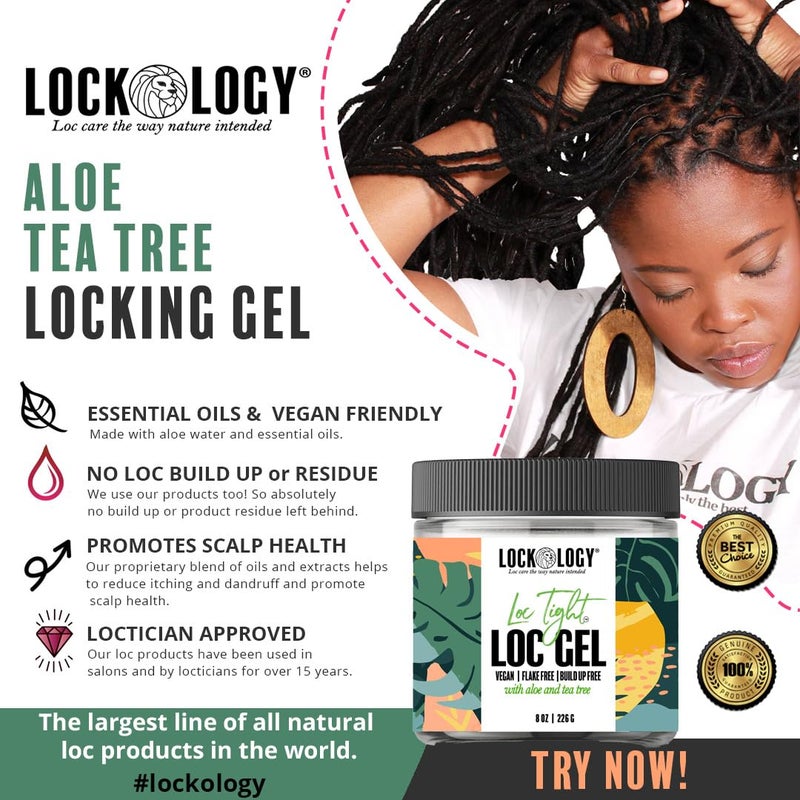 Lockology Gel for Loc Retwist, Organic Aloe & Tea Tree, No Build Up or Residue, All Natural & Made In The USA, Best for Dreadlocks Hair Care, Hair Styling Gel, Afro-Textured Hair, Gel, 16 oz - Image 2